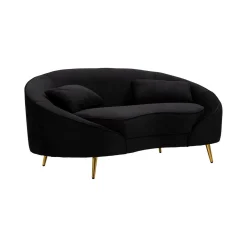 Divano fisso 2 posti Gupta, 148x84 h68 cm, Nero e Oro<Dmora Flash Sale