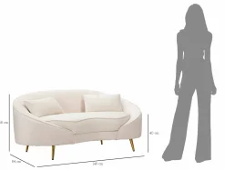 Divano fisso 2 posti Gupta, 148x84 h68 cm, Crema e Oro<Dmora Fashion