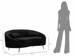 Divano fisso 2 posti Gupta, 148x84 h68 cm, Nero e Oro<Dmora Flash Sale