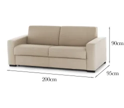Divano fisso 3 posti Larimar, Cm 200x95h90,<Dmora Outlet