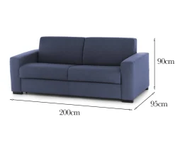Divano fisso 3 posti Larimar, Cm 200x95h90,<Dmora Hot