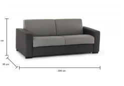 Divano fisso 3 posti Larimar, Cm 200x95h90, Grigio e Antracite<Dmora Online