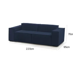 Divano fisso 2 posti Lepidolite, Cm 220x95h70,<Dmora Shop