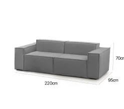 Divano fisso 2 posti Lepidolite, Cm 220x95h70,<Dmora Flash Sale