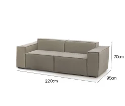 Divano fisso 2 posti Lepidolite, Cm 220x95h70,<Dmora Online