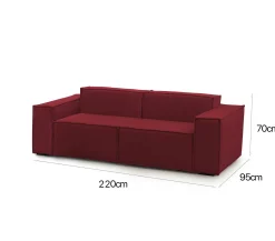 Divano fisso 2 posti Lepidolite, Cm 220x95h70,<Dmora Store