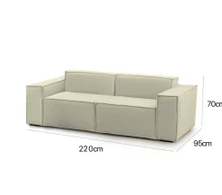 Divano fisso 2 posti Lepidolite, Cm 220x95h70,<Dmora Cheap