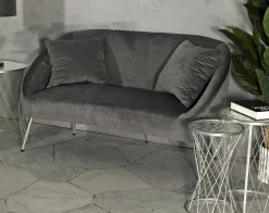 Divano fisso 2 posti Pittari, 137x69 h79 cm, Grigio e Argento<Dmora Sale
