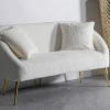 Divano fisso 2 posti Pittari, 137x69 h79 cm, Bianco e Oro<Dmora Store