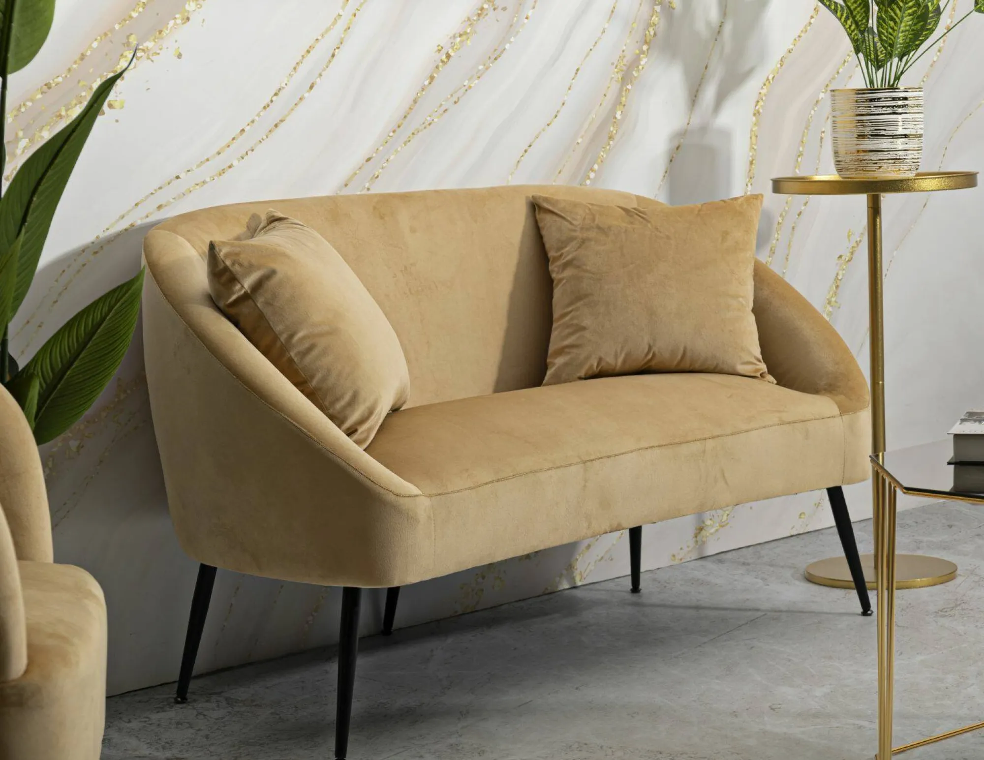 Divano fisso 2 posti Pittari, 137x69 h79 cm, Marrone e Nero<Dmora Best Sale