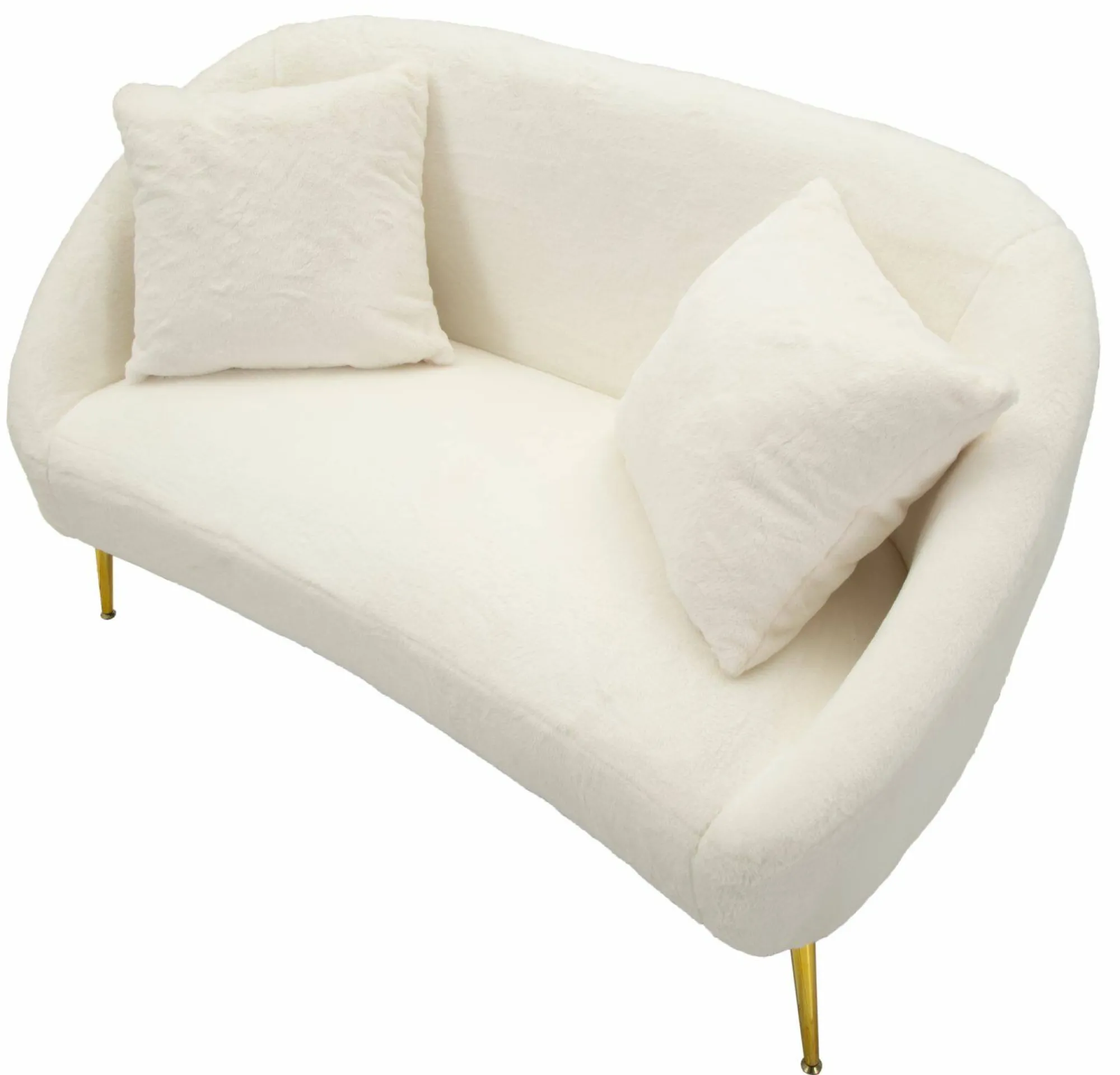 Divano fisso 2 posti Pittari, 137x69 h79 cm, Bianco e Oro<Dmora Store