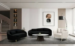 Divano fisso 3 posti Verte, 185x84 h68 cm, Nero e Oro<Dmora Flash Sale
