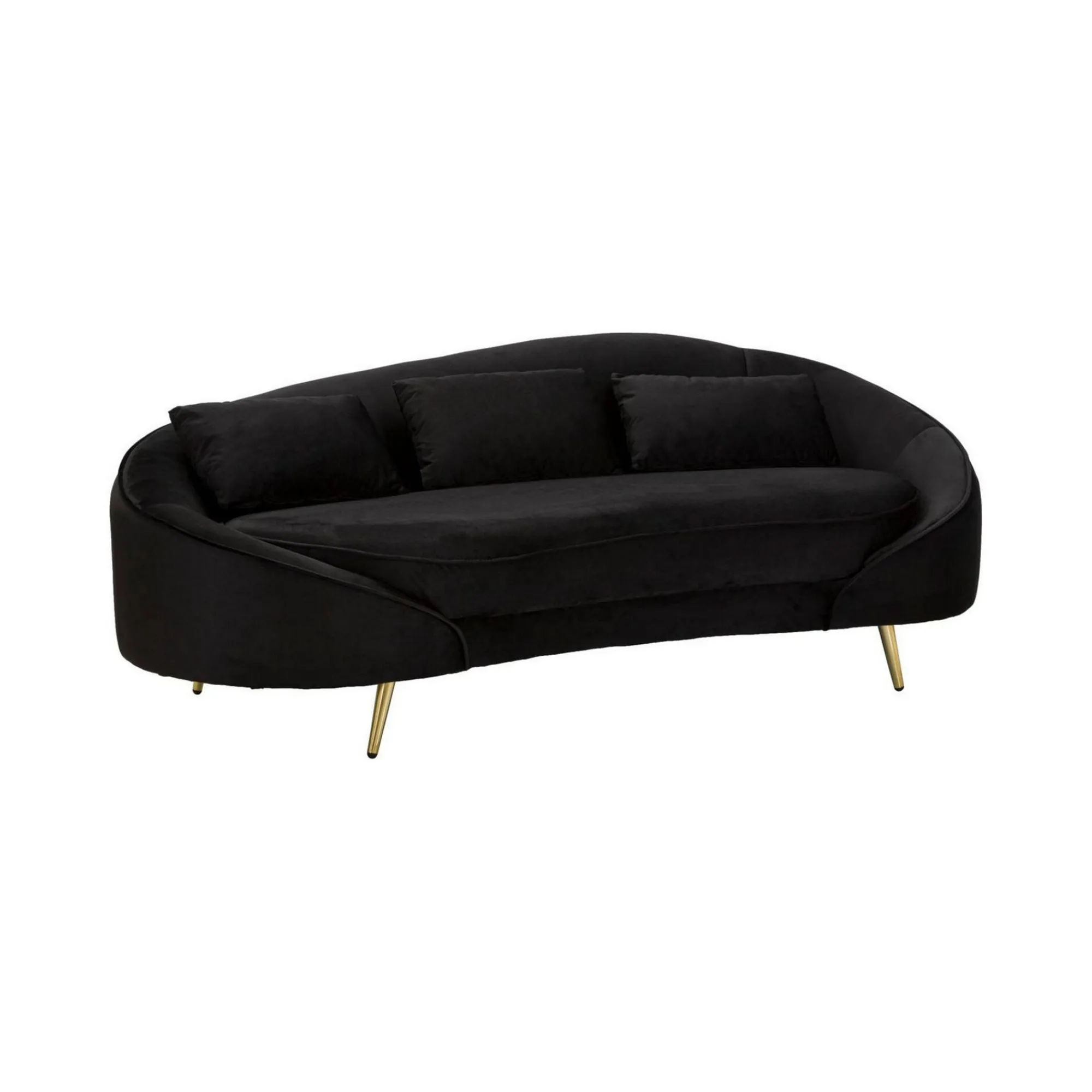 Divano fisso 3 posti Verte, 185x84 h68 cm, Nero e Oro<Dmora Flash Sale