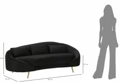 Divano fisso 3 posti Verte, 185x84 h68 cm, Nero e Oro<Dmora Flash Sale