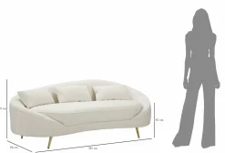Divano fisso 3 posti Verte, 185x84 h68 cm, Crema e Oro<Dmora Cheap