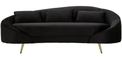 Divano fisso 3 posti Verte, 185x84 h68 cm, Nero e Oro<Dmora Flash Sale