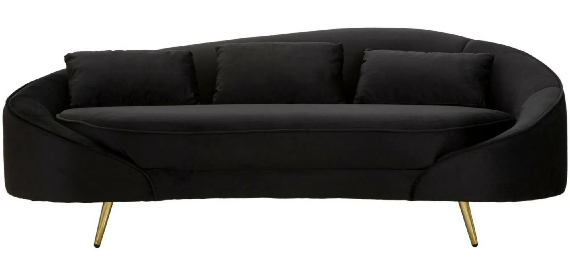 Divano fisso 3 posti Verte, 185x84 h68 cm, Nero e Oro<Dmora Flash Sale