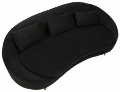 Divano fisso 3 posti Verte, 185x84 h68 cm, Nero e Oro<Dmora Flash Sale