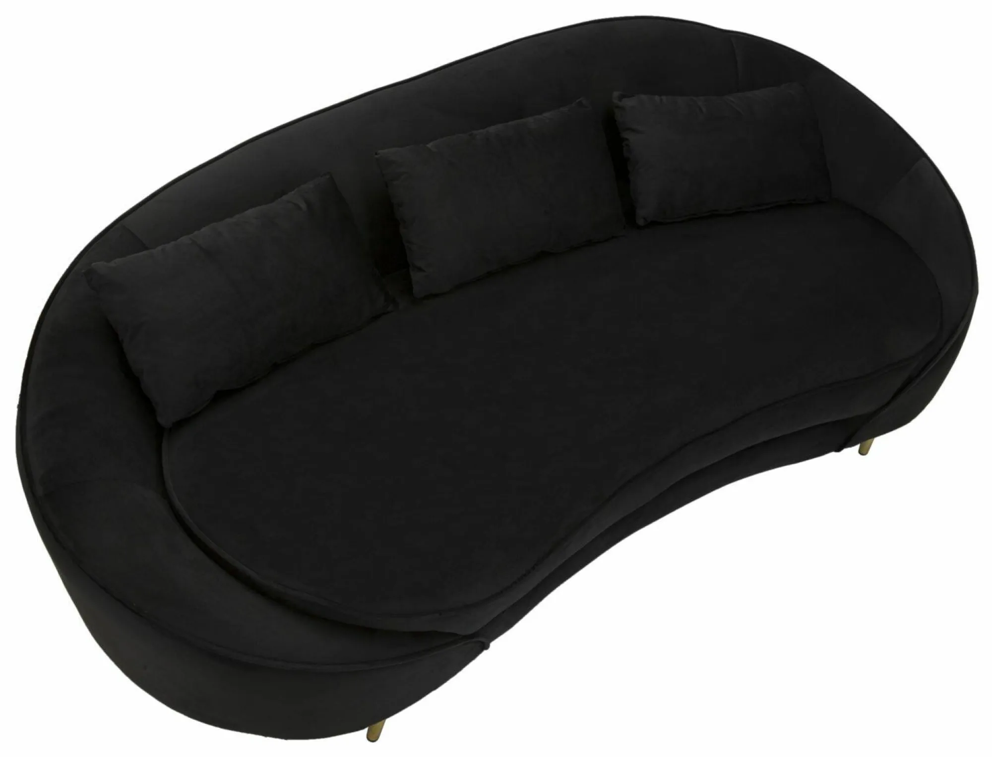 Divano fisso 3 posti Verte, 185x84 h68 cm, Nero e Oro<Dmora Flash Sale