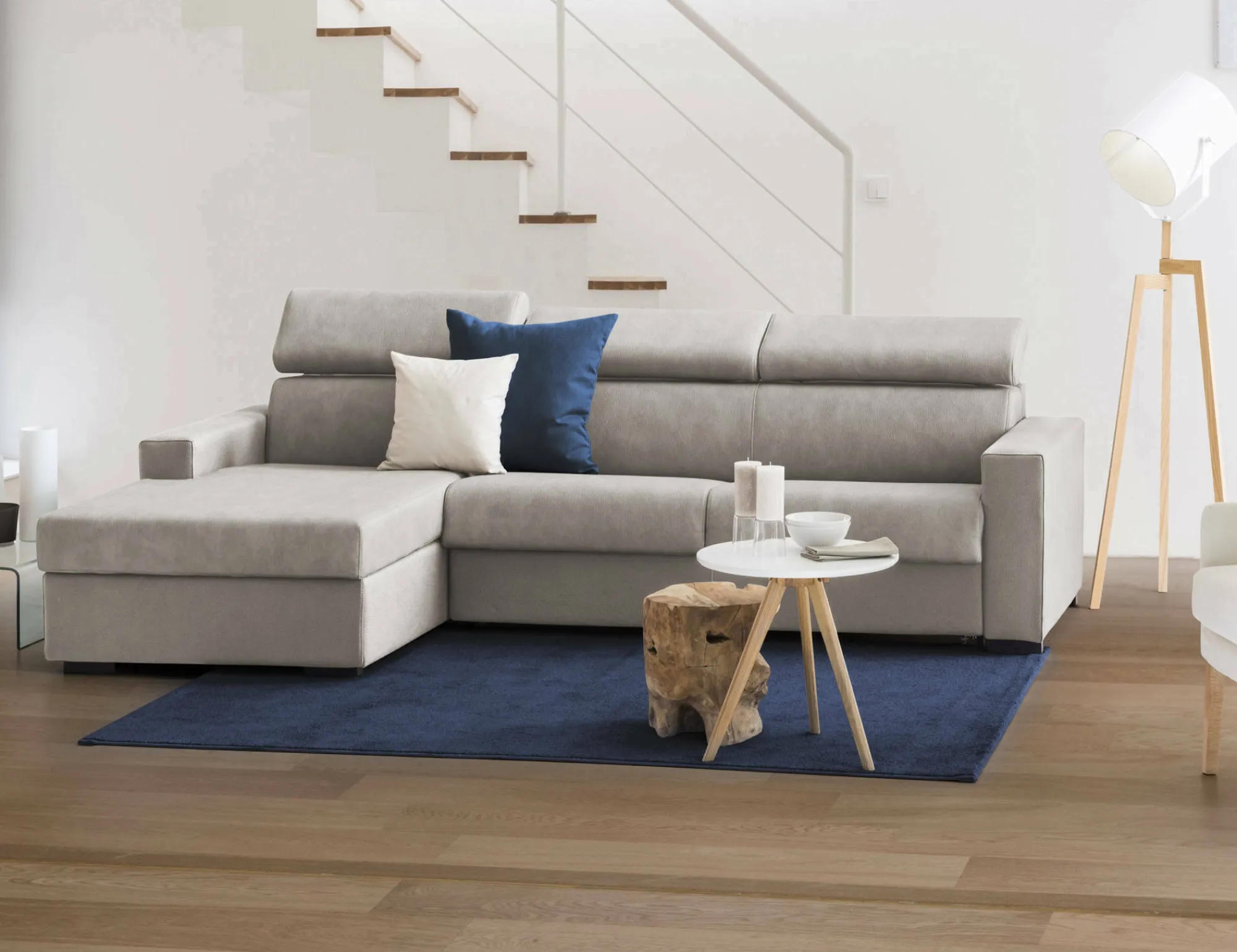 Divano fisso con penisola Aryaly, Cm 280x95h85,<Dmora New