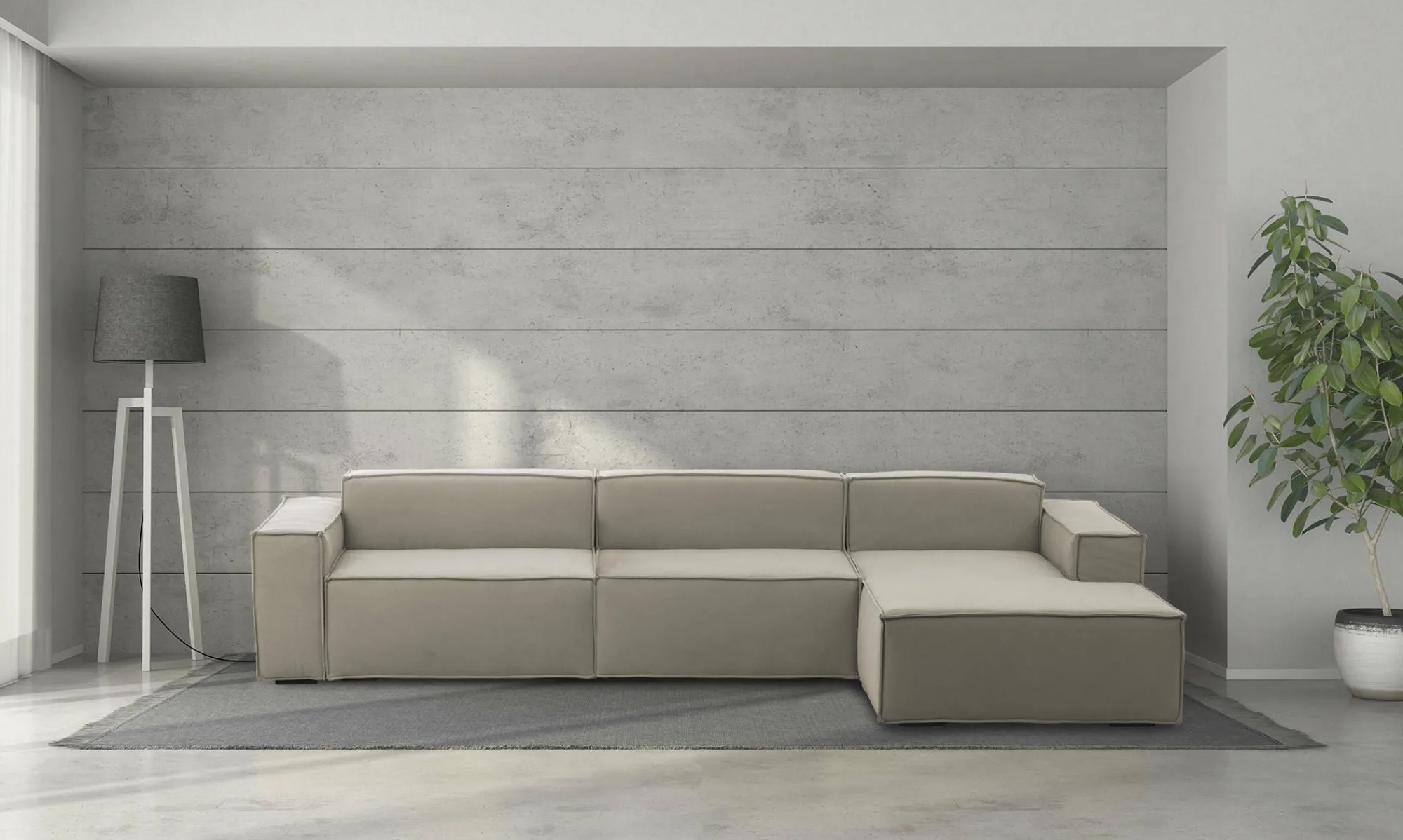 Divano fisso con penisola Asvaldo, Cm 340x170h70,<Dmora Best