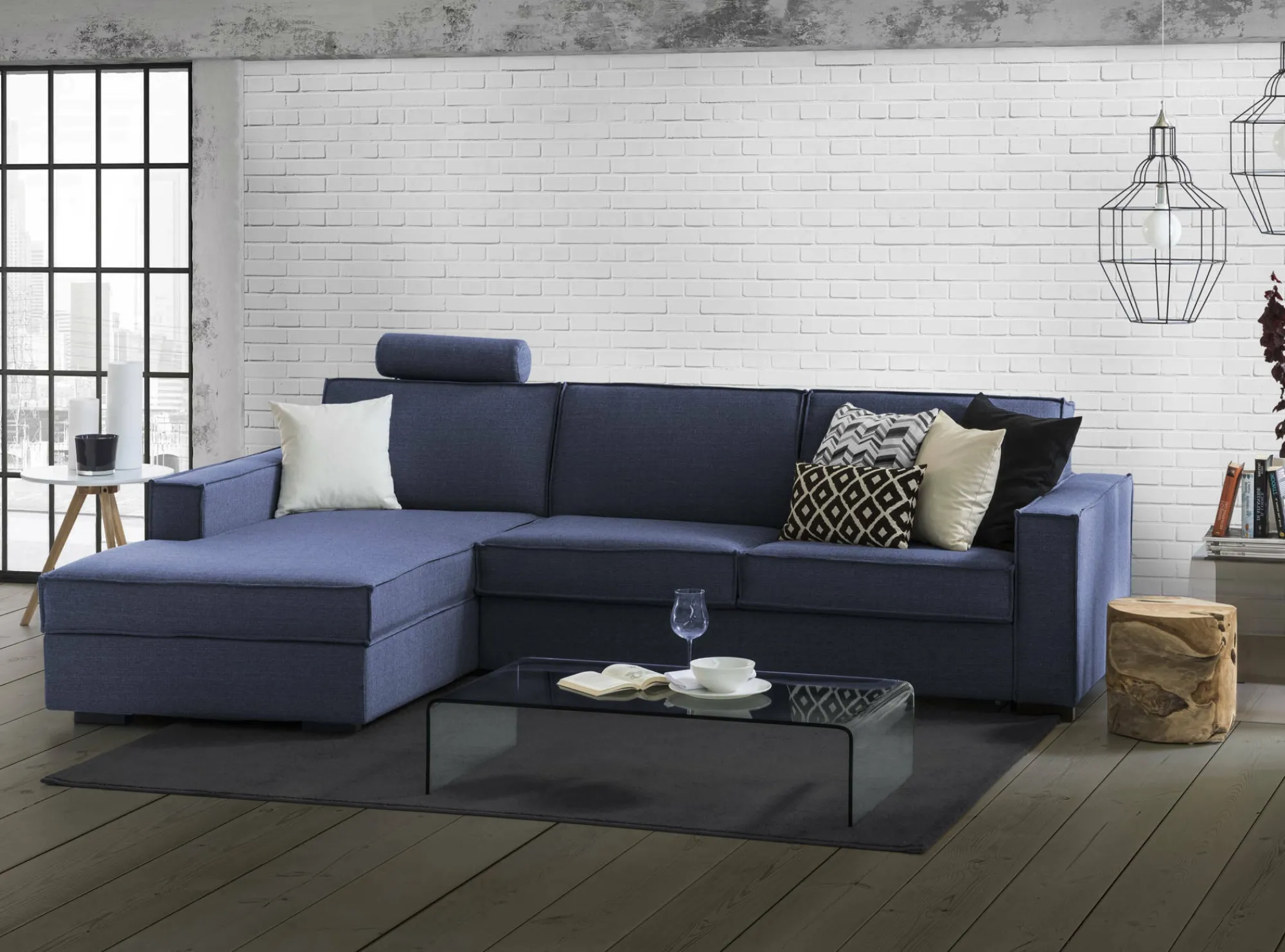 Divano fisso con penisola Anila, Cm 280x95h90,<Dmora Online