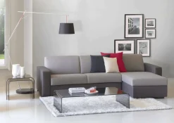 Divano fisso con penisola Azechiele, Cm 260x95h90, bicolor<Dmora Clearance
