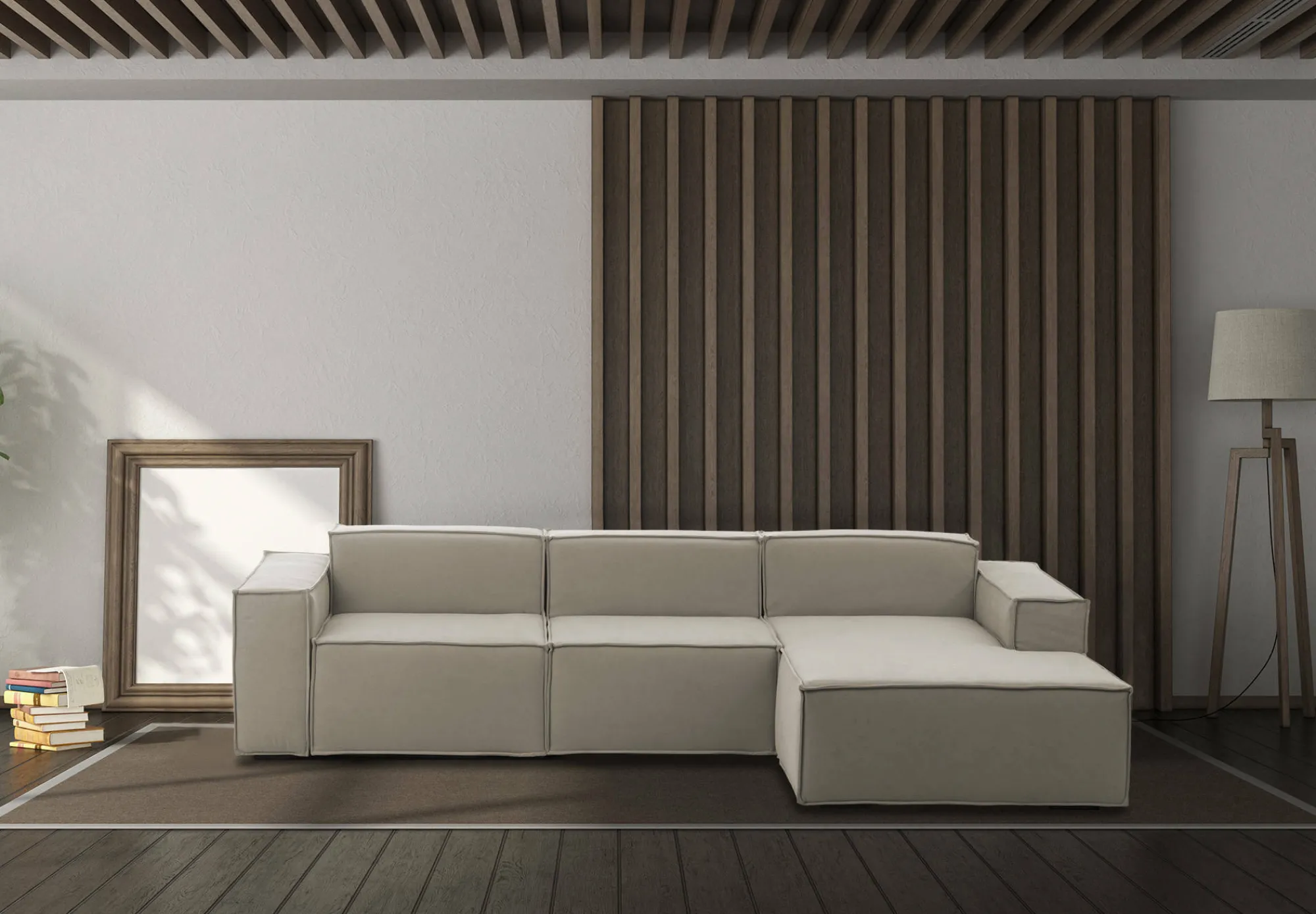 Divano fisso con penisola Ananas, Cm 300x170h70,<Dmora Store