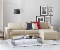 Divano fisso con penisola Azechiele, Cm 260x95h90,<Dmora Outlet