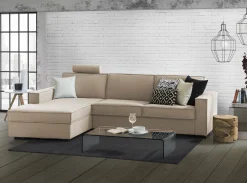 Divano fisso con penisola Sodalite, Cm 260x95h90,<Dmora Clearance