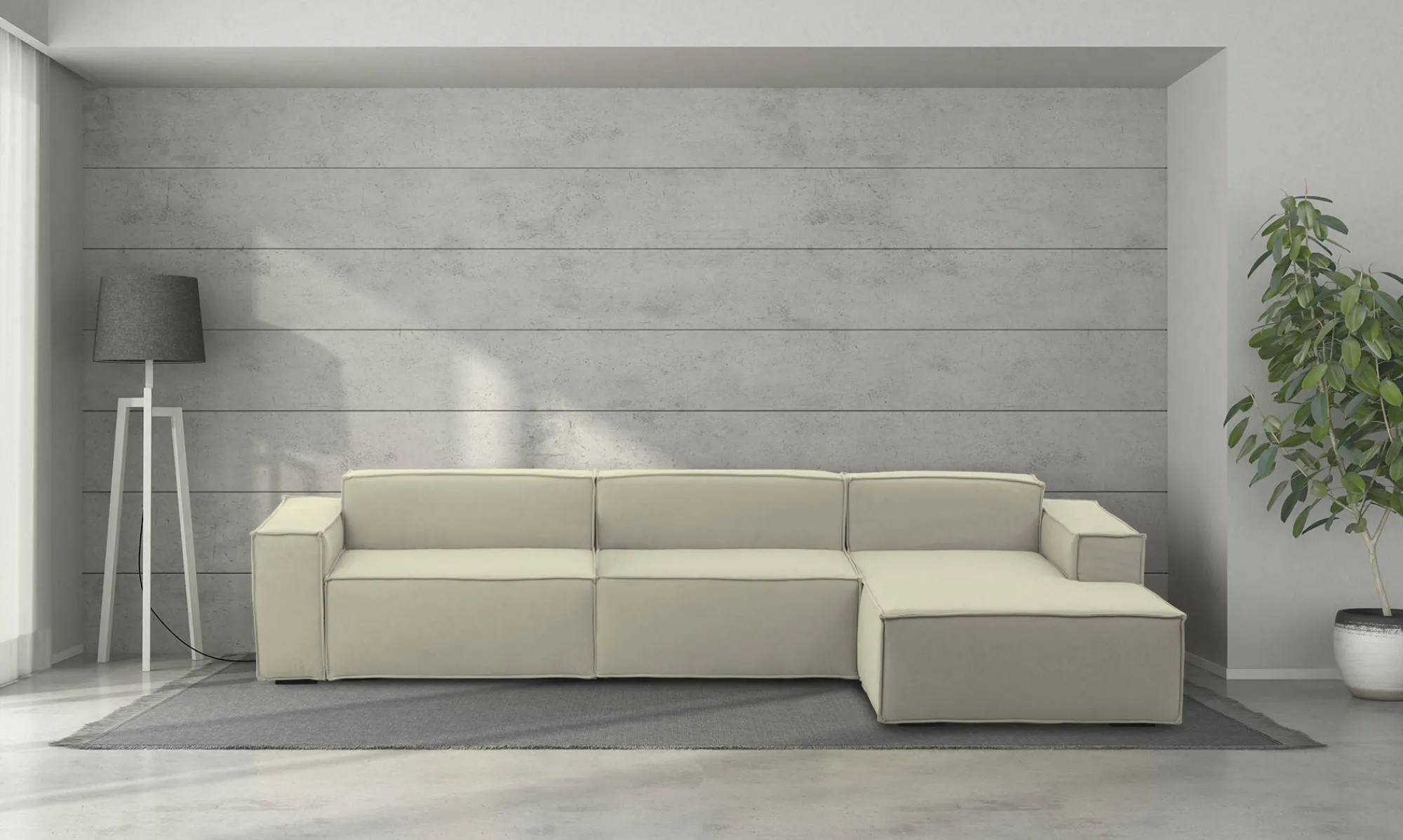 Divano fisso con penisola Asvaldo, Cm 340x170h70,<Dmora Best Sale