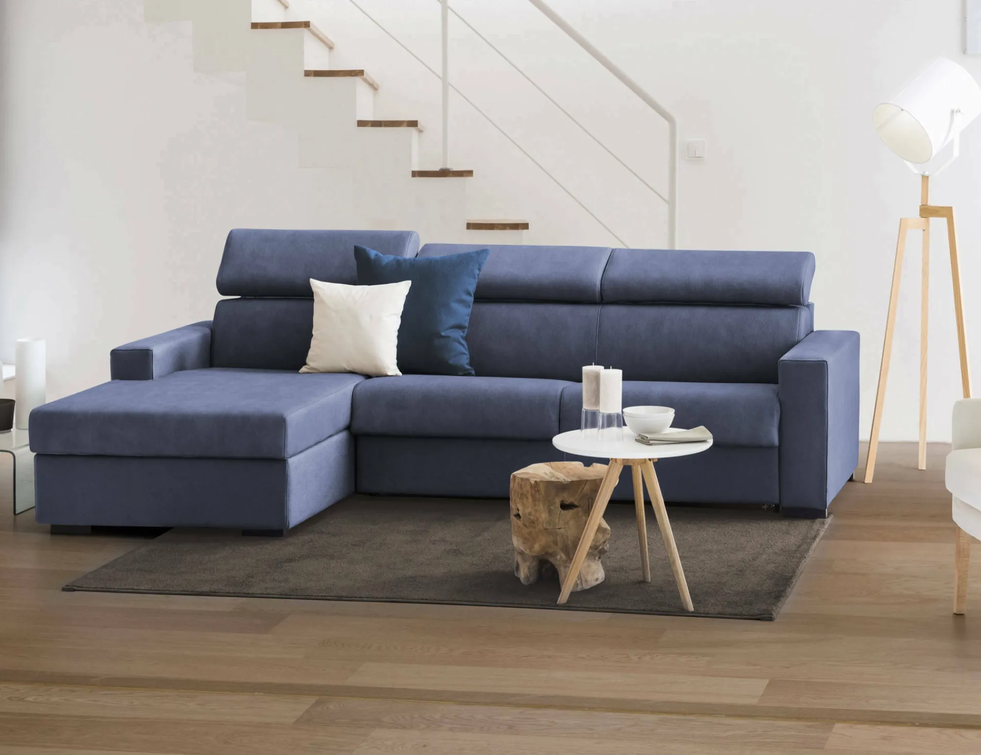 Divano fisso con penisola Aryaly, Cm 260x95h85,<Dmora Cheap