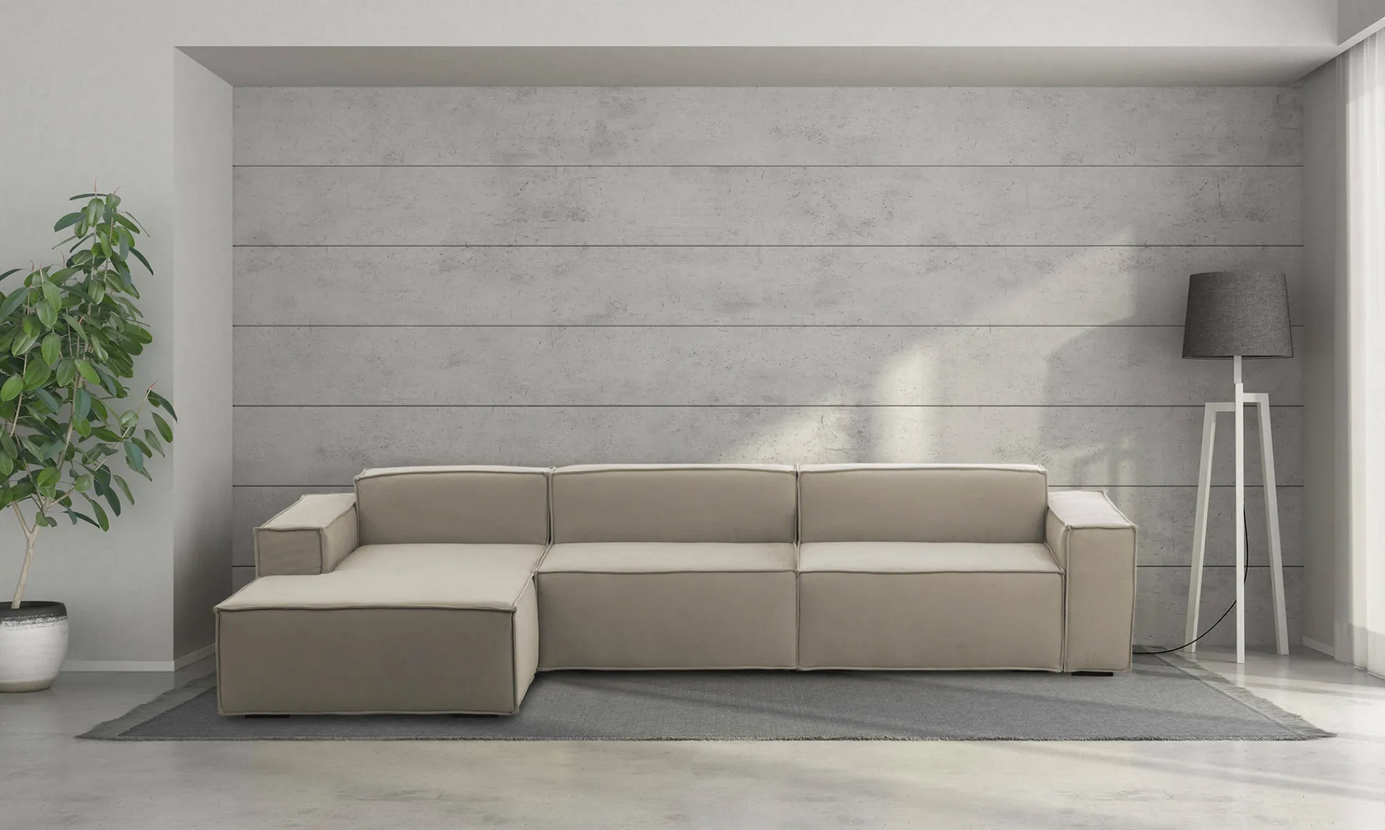 Divano fisso con penisola Atrillo, Cm 340x170h70,<Dmora Best Sale