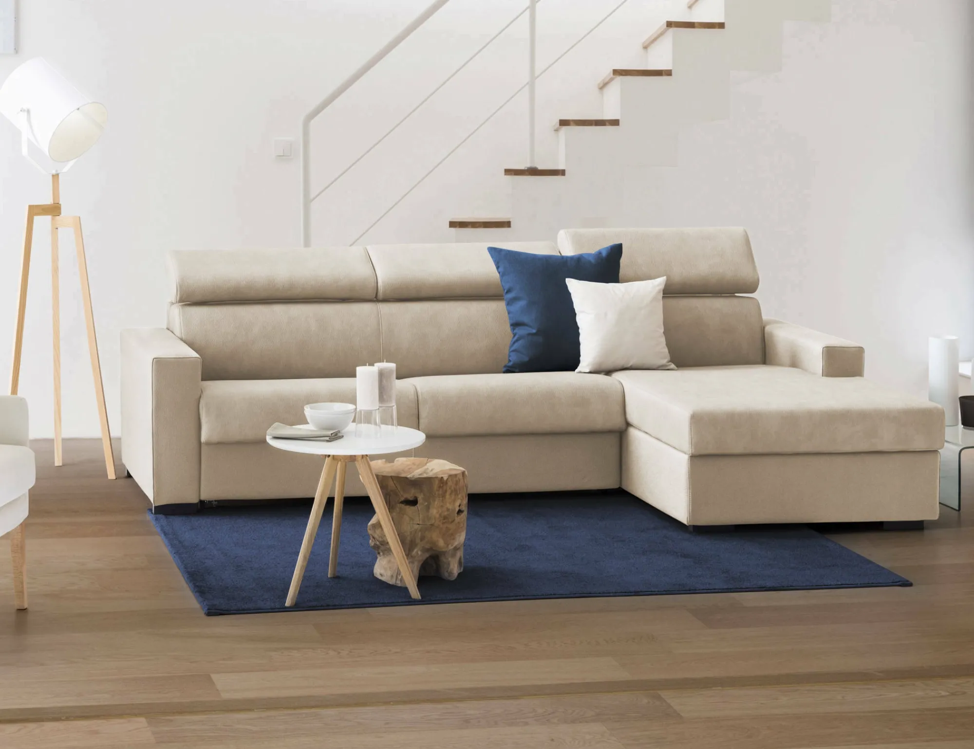 Divano fisso con penisola Angera, Cm 260x95h85,<Dmora Cheap