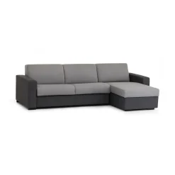 Divano fisso con penisola Azechiele, Cm 260x95h90, bicolor<Dmora Clearance