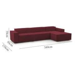 Divano fisso con penisola Asvaldo, Cm 340x170h70,<Dmora Sale