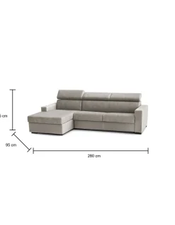 Divano fisso con penisola Aryaly, Cm 280x95h85,<Dmora New
