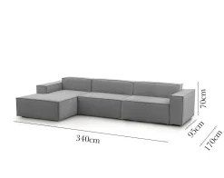 Divano fisso con penisola Atrillo, Cm 340x170h70,<Dmora Sale
