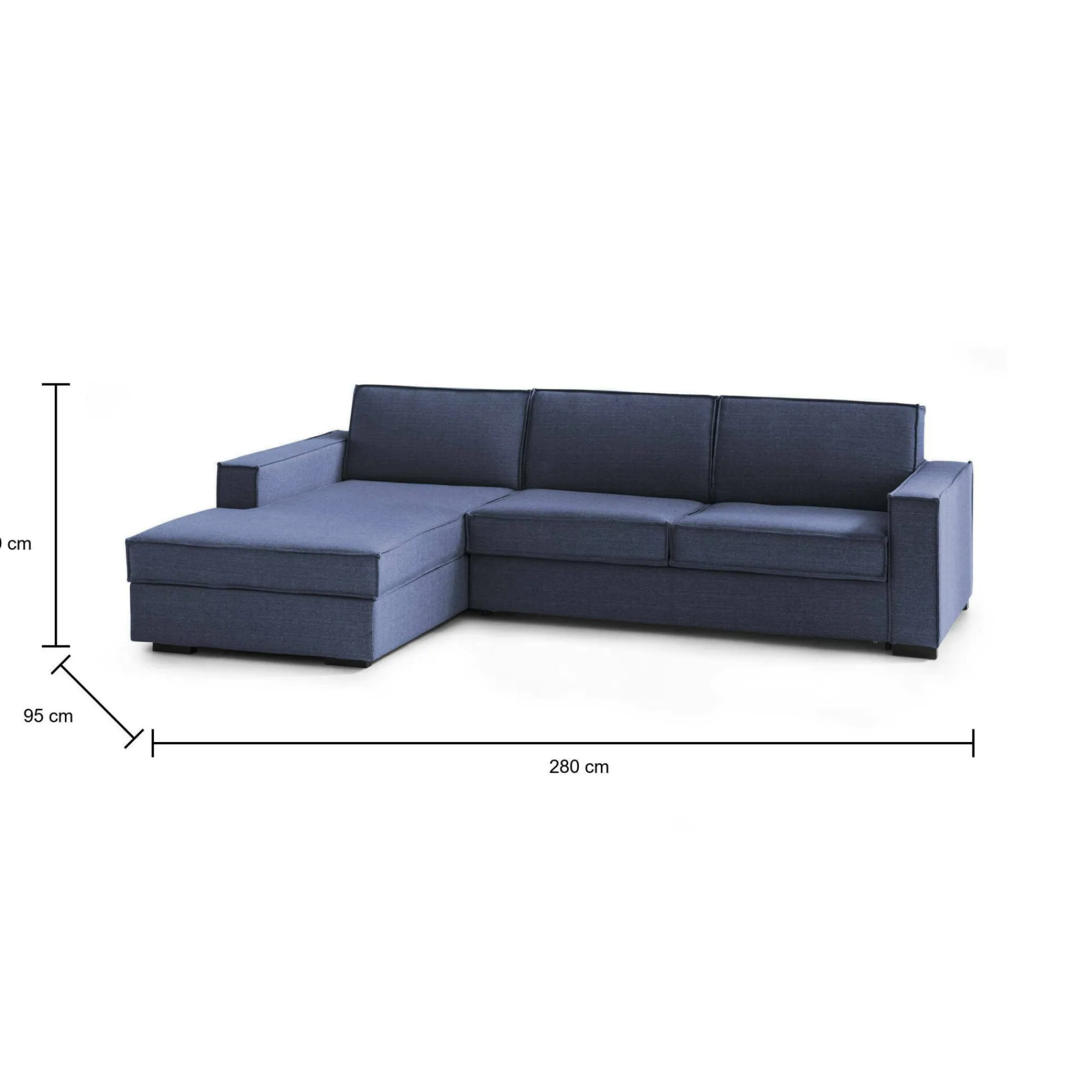 Divano fisso con penisola Anila, Cm 280x95h90,<Dmora Online