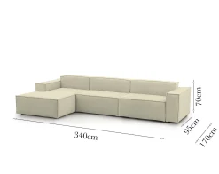 Divano fisso con penisola Atrillo, Cm 340x170h70,<Dmora Sale