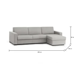 Divano fisso con penisola Atos, Cm 280x95h90,<Dmora Clearance