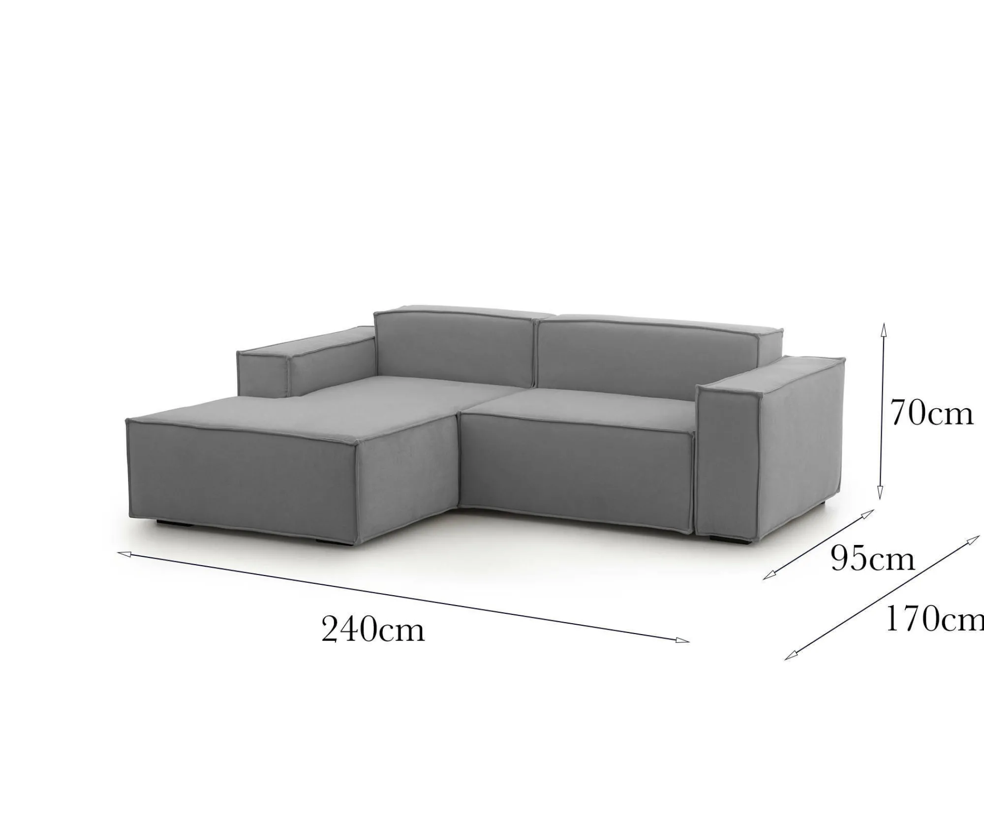Divano fisso con penisola Assurte, Cm 240x170h70,<Dmora Cheap
