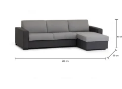 Divano fisso con penisola Azechiele, Cm 260x95h90, bicolor<Dmora Clearance