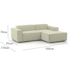 Divano fisso con penisola Dgatta, Cm 240x170h70,<Dmora Sale