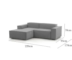 Divano fisso con penisola Alhoa, Cm 220x170h70,<Dmora Hot