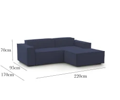 Divano fisso con penisola Amuleto, Cm 220x170h70,<Dmora Best Sale