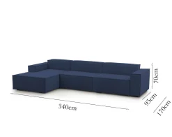 Divano fisso con penisola Atrillo, Cm 340x170h70,<Dmora Fashion