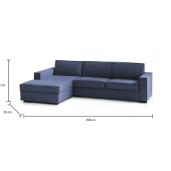 Divano fisso con penisola Sodalite, Cm 260x95h90,<Dmora Cheap