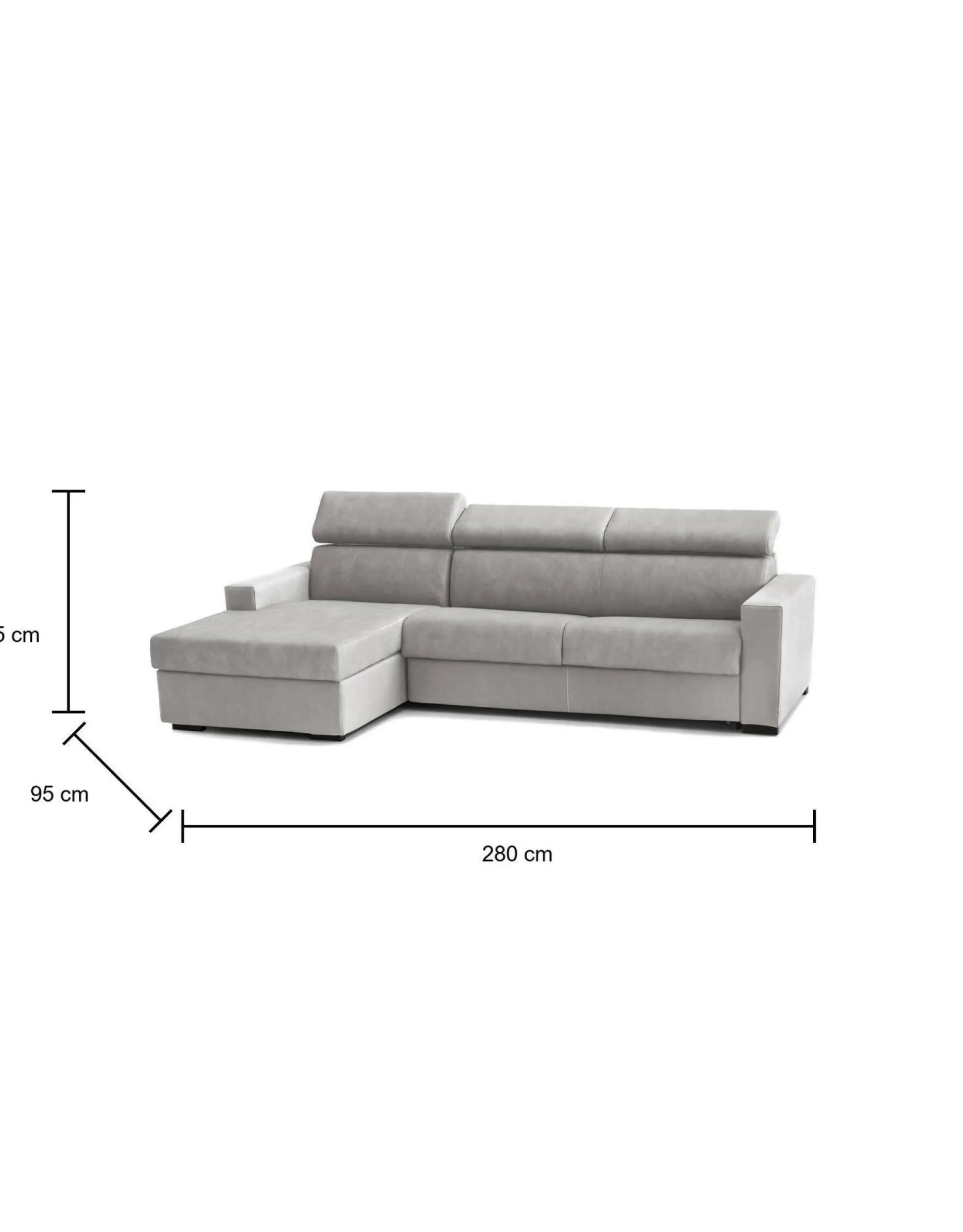 Divano fisso con penisola Aryaly, Cm 280x95h85,<Dmora Shop