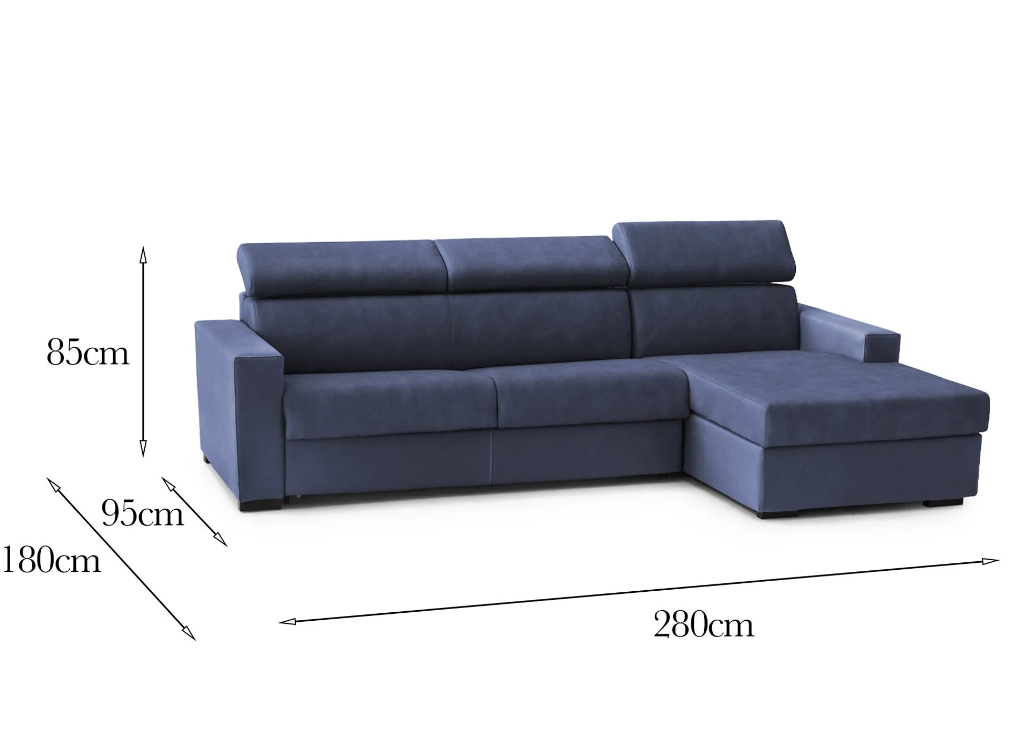 Divano fisso con penisola Ameno, Cm 280x95h85,<Dmora Online